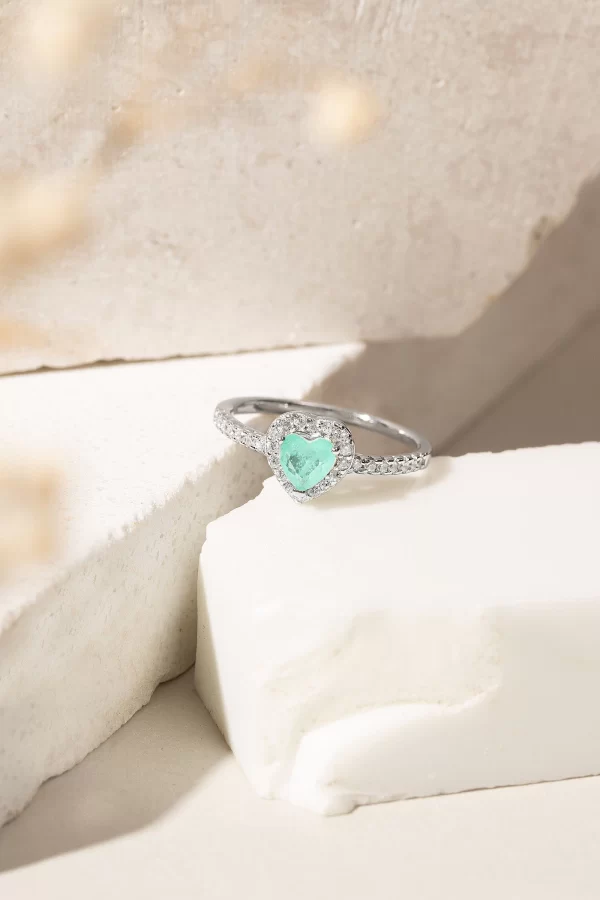 Fusion Tourmaline & White Zirconia Heart Ring - Image 4