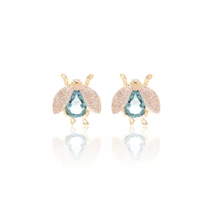 London Blue Crystal & Pink Zirconia Bug Earrings