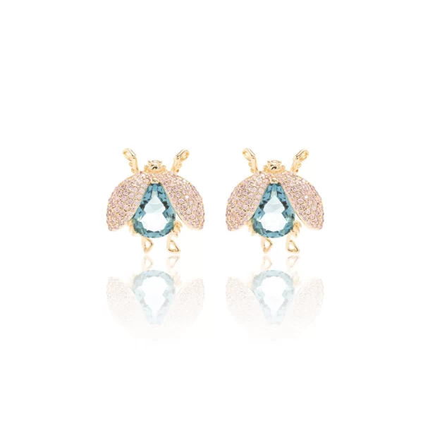 London Blue Crystal & Pink Zirconia Bug Earrings