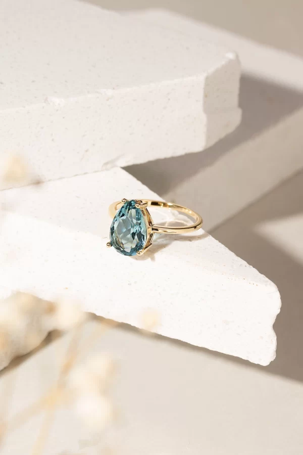 London Blue Crystal Teardrop Ring - Image 3