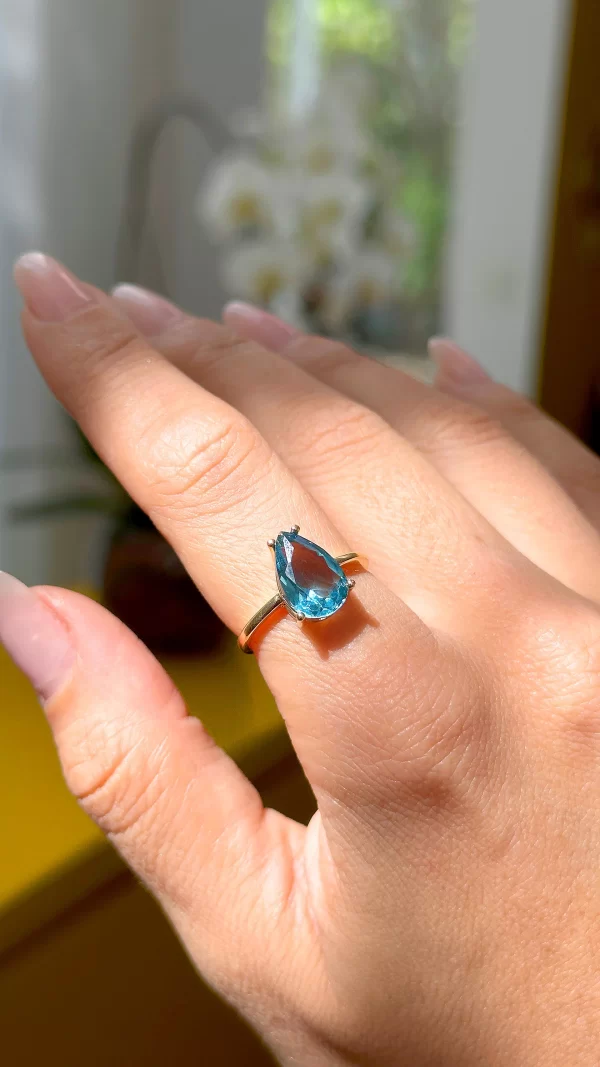 London Blue Crystal Teardrop Ring - Image 4