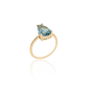 London Blue Crystal Teardrop Ring