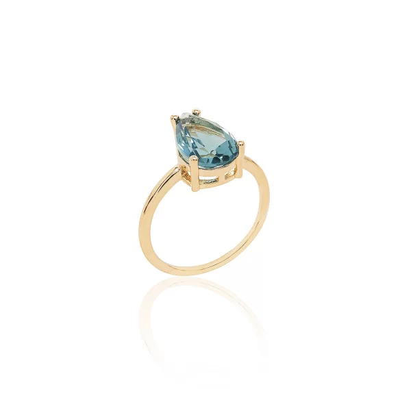 London Blue Crystal Teardrop Ring