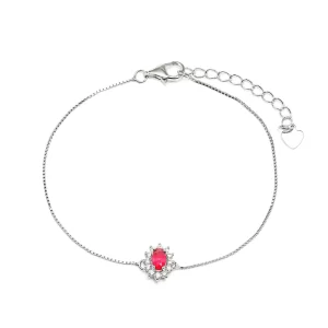 Mini Oval Ruby Crystal & White Zirconia Bracelet