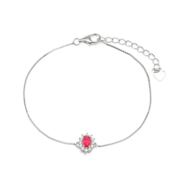 Mini Oval Ruby Crystal & White Zirconia Bracelet