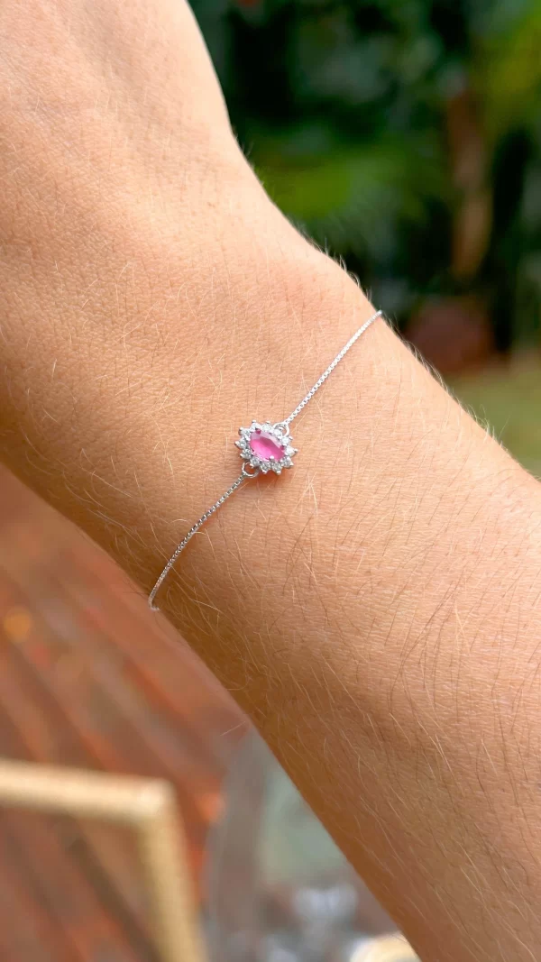 Mini Oval Ruby Crystal & White Zirconia Bracelet - Image 2