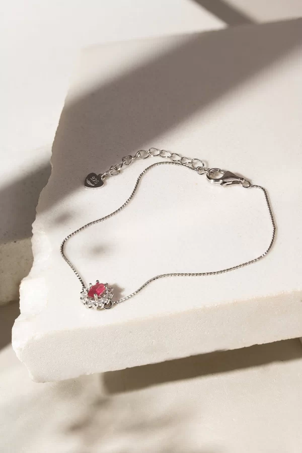 Mini Oval Ruby Crystal & White Zirconia Bracelet - Image 3