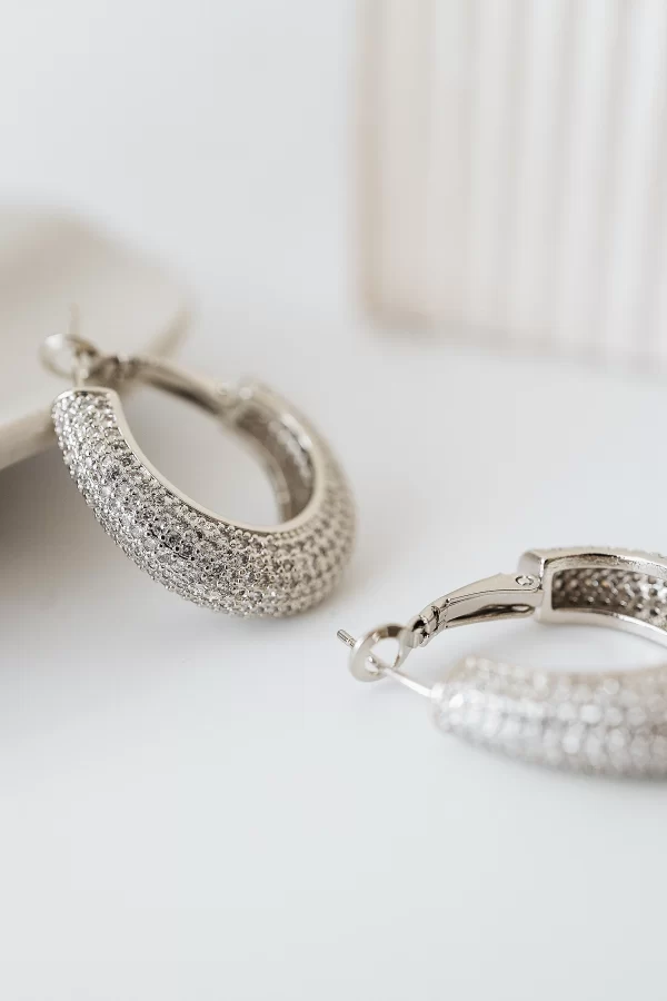 Wide Pavé Hoop Earrings