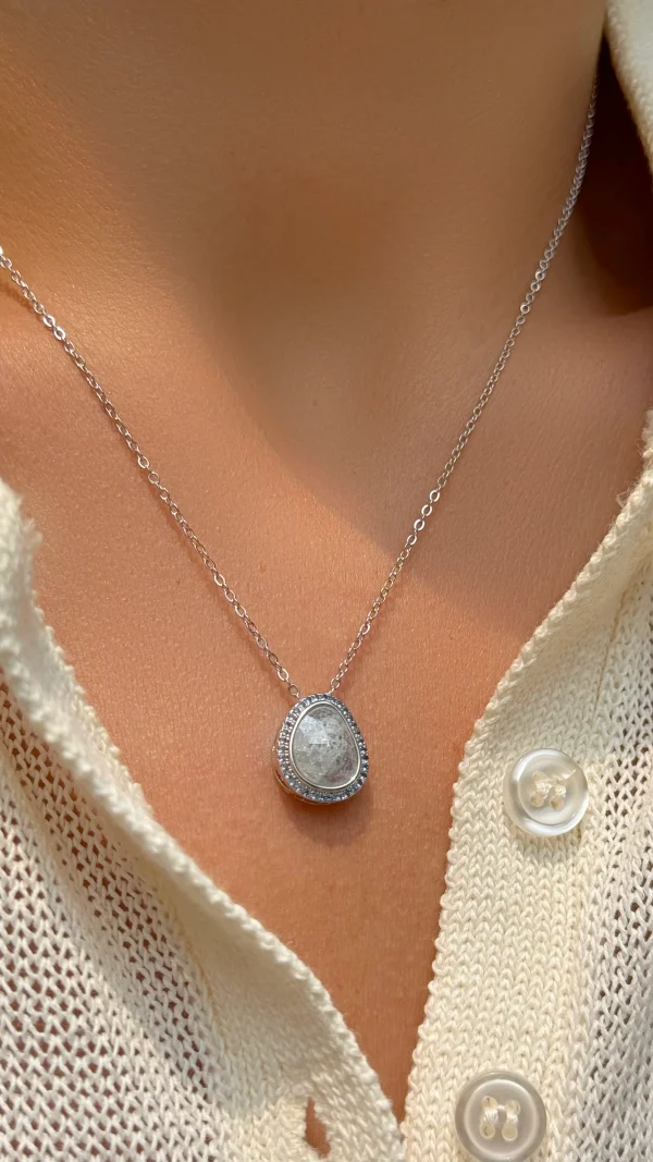 Ice Blue, Light Blue & Blue Zirconia Geometric Necklace - Image 4
