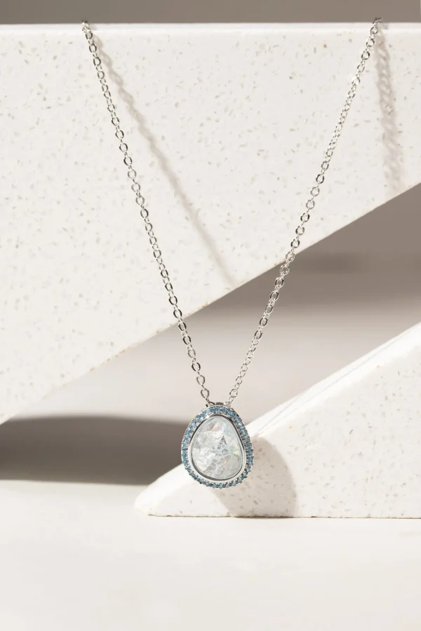 Ice Blue, Light Blue & Blue Zirconia Geometric Necklace - Image 2