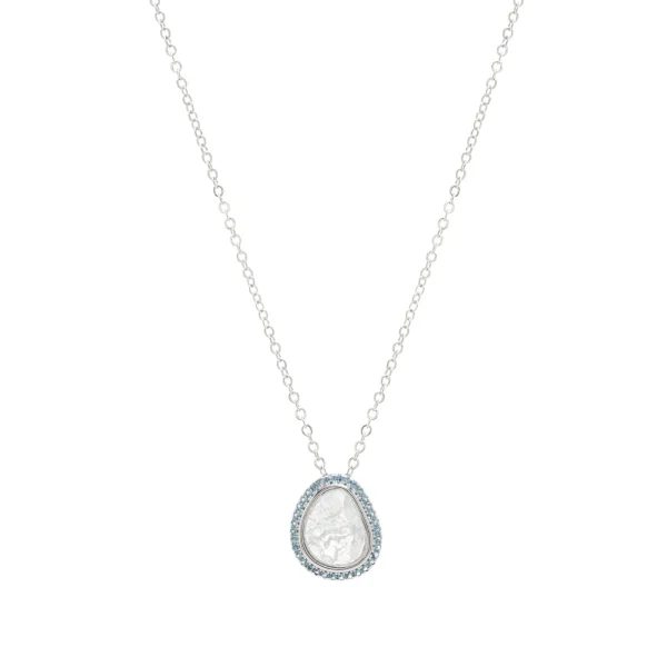 Ice Blue, Light Blue & Blue Zirconia Geometric Necklace