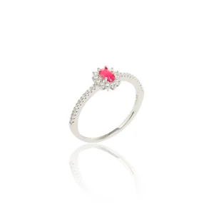 Mini Oval Ruby Crystal & White Zirconia Ring