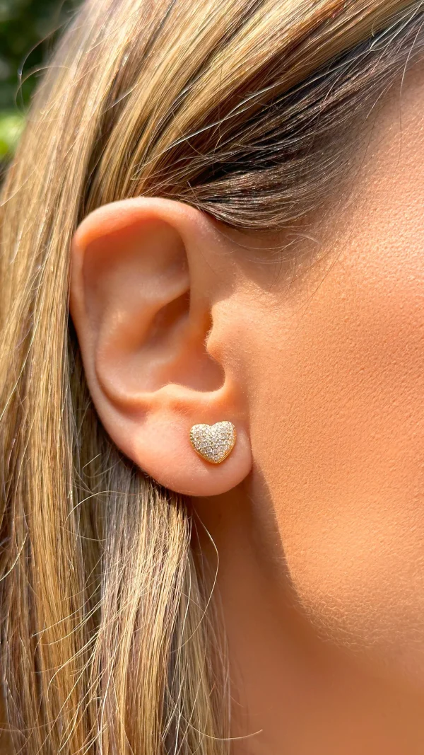 Mini White Zirconia Paved Heart Set - Image 5