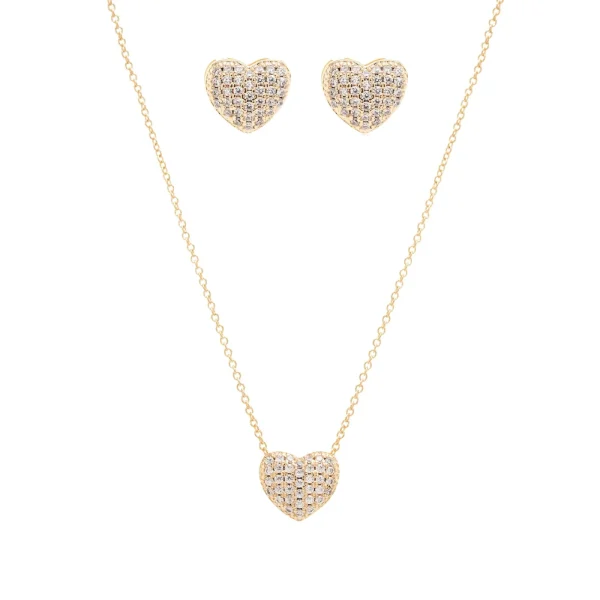 Mini White Zirconia Paved Heart Set