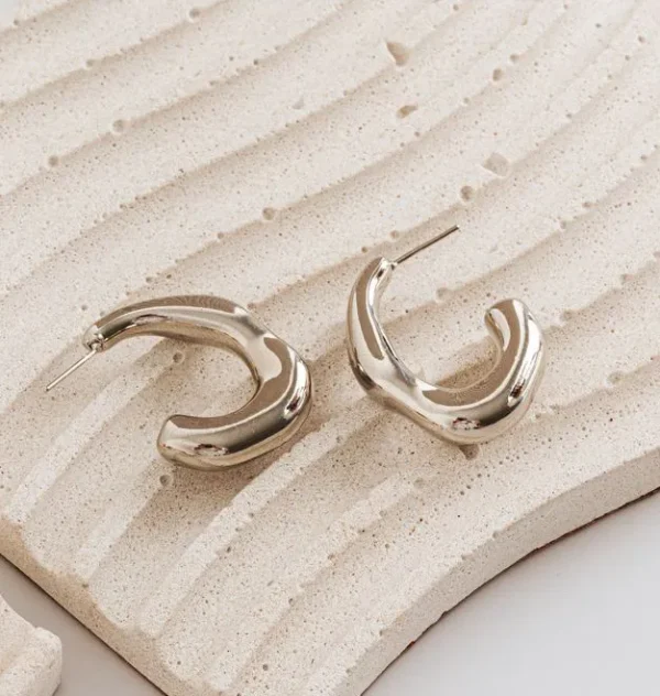 Organic Oval Tube Hoop Earrings