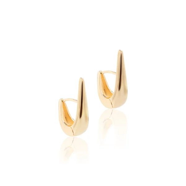 Polished Gold-Plated Slim Teardrop Hoop Earrings