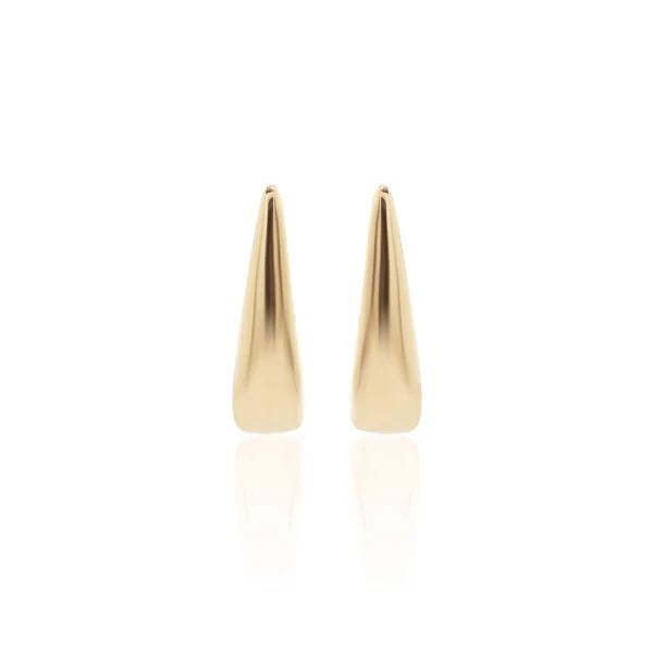 Polished Gold-Plated Slim Teardrop Hoop Earrings - Image 2
