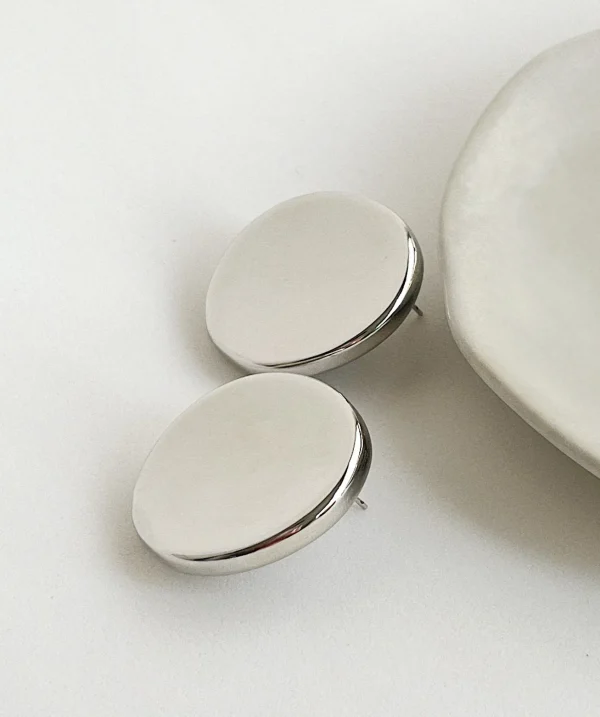 Smooth Oval Button Earrings
