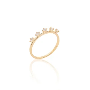 White Zirconia Crown Ring (5 Stones)