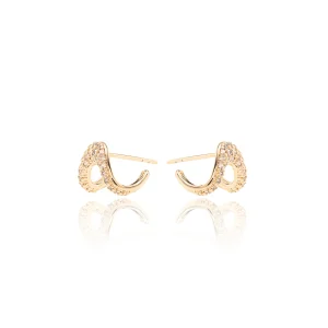 White Zirconia Curved Earrings