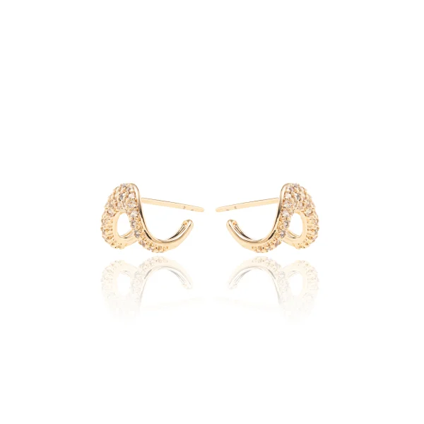 White Zirconia Curved Earrings