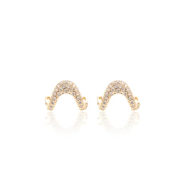 White Zirconia Curved Earrings - Image 2