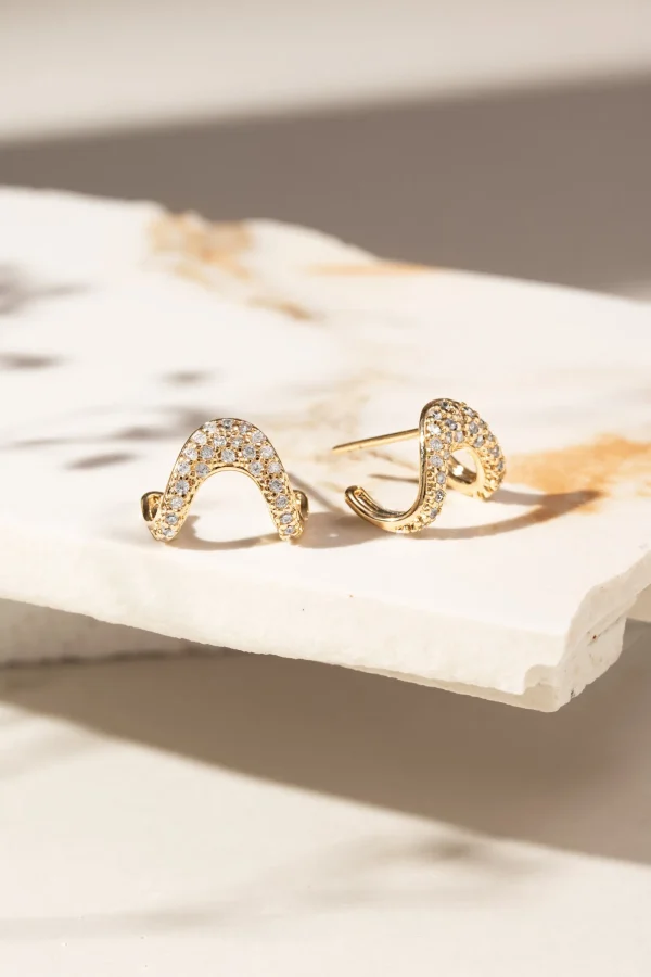 White Zirconia Curved Earrings - Image 3