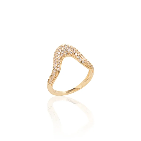 White Zirconia Curved Ring
