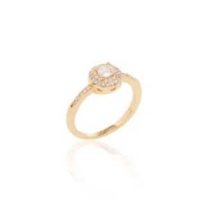 White Zirconia Paved Solitaire Ring