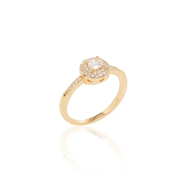White Zirconia Paved Solitaire Ring