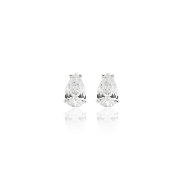 White Zirconia Teardrop Earrings - Image 2