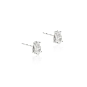 White Zirconia Teardrop Earrings