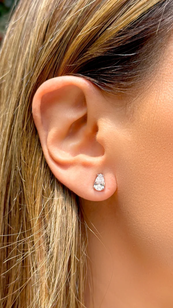 White Zirconia Teardrop Earrings - Image 4