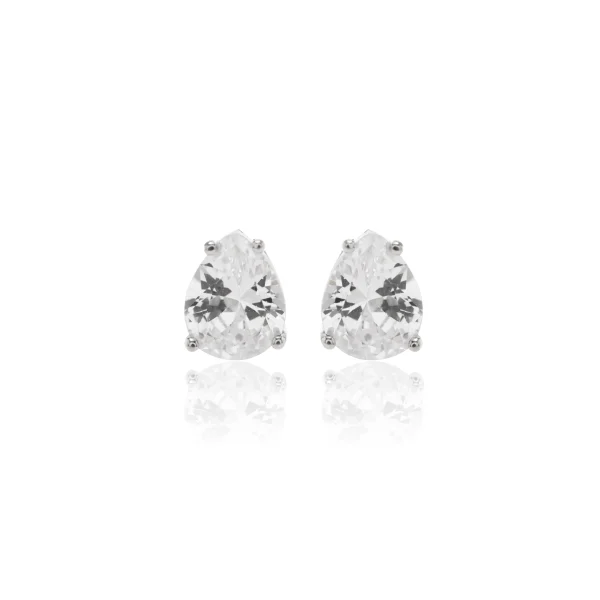 White Zirconia Teardrop Earrings - Image 2