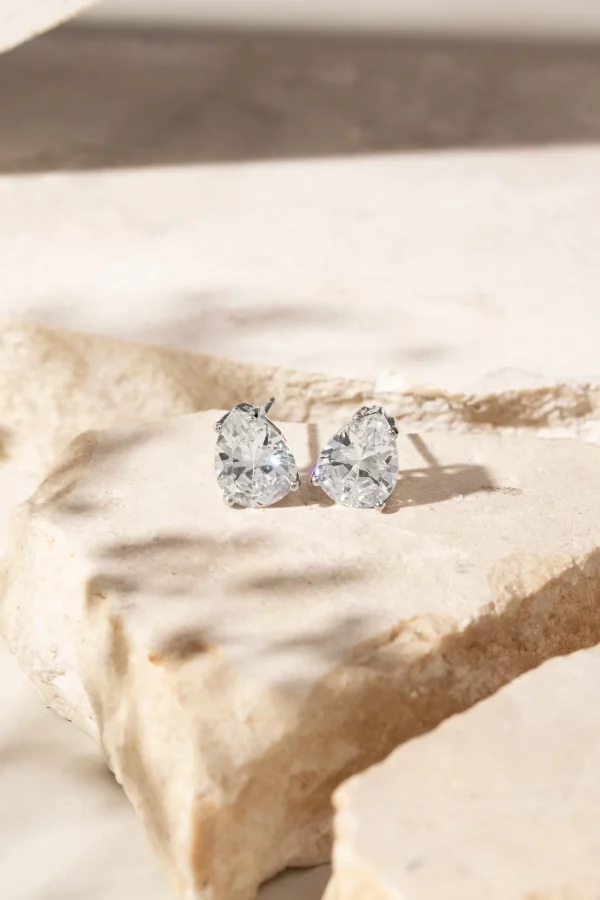 White Zirconia Teardrop Earrings - Image 3