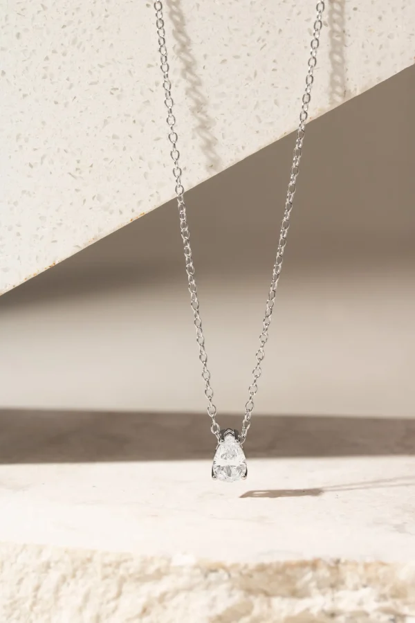 White Zirconia Teardrop Necklace - Image 3