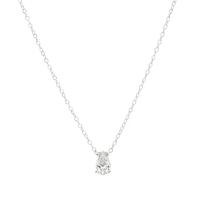 White Zirconia Teardrop Necklace