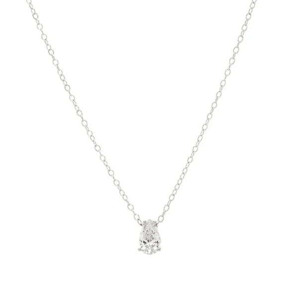 White Zirconia Teardrop Necklace
