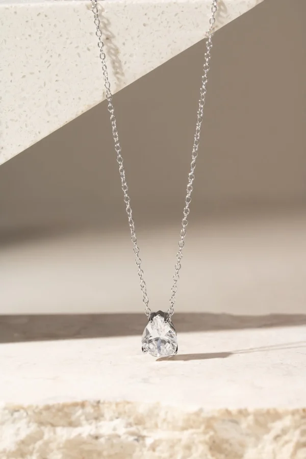 White Zirconia Teardrop Necklace - Image 3