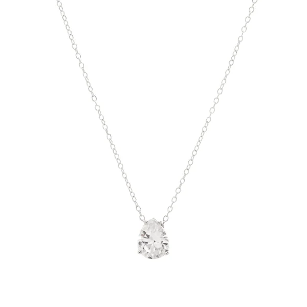 White Zirconia Teardrop Necklace