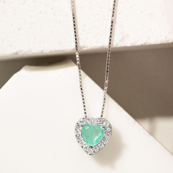 Fusion Tourmaline & White Zirconia Heart Necklace