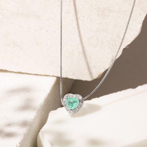Fusion Tourmaline & White Zirconia Heart Necklace - Image 2