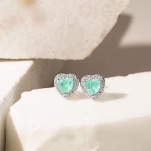 Fusion Tourmaline & White Zirconia Heart Earring